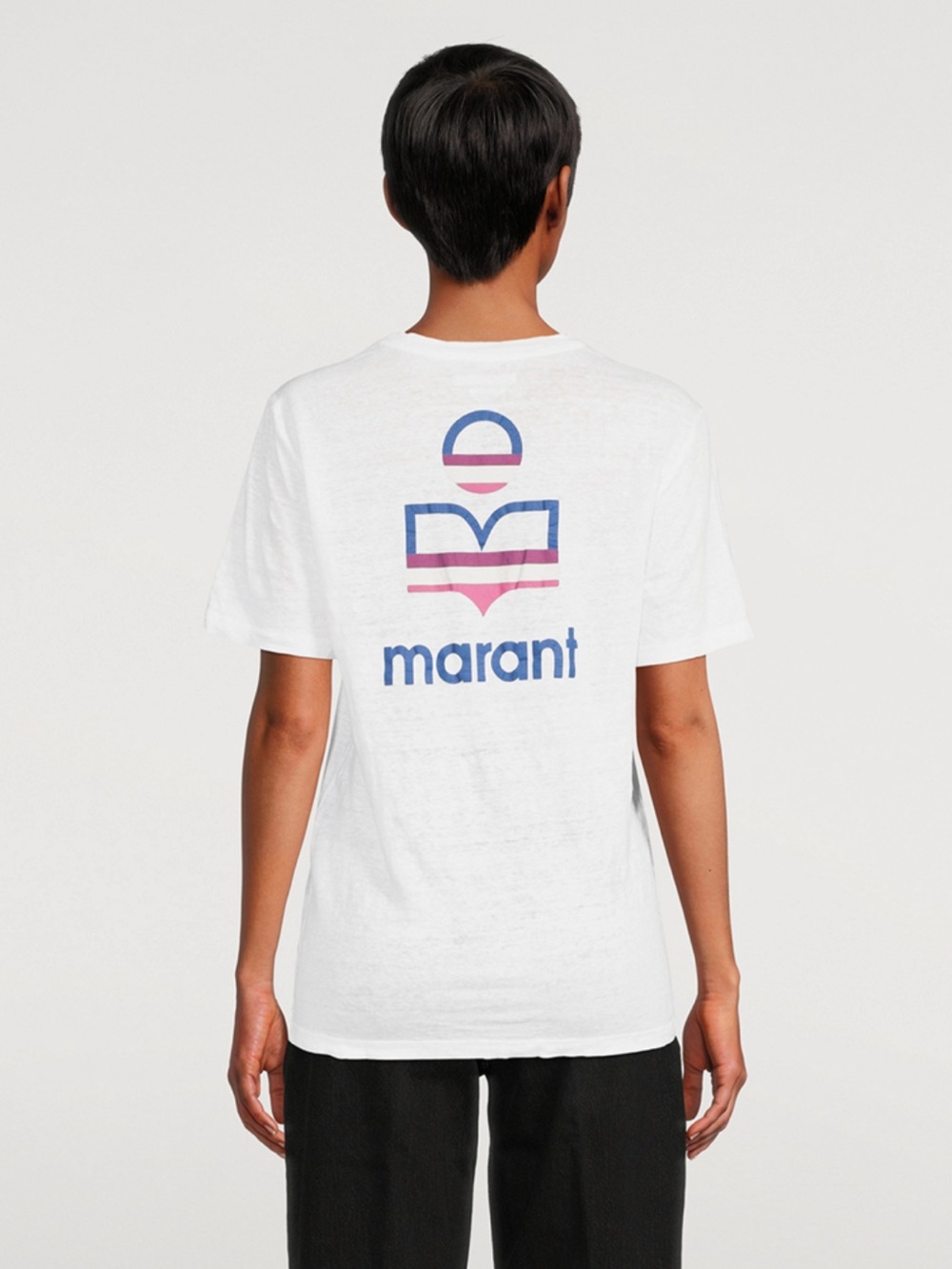 Isabel Marant Etoile Zewel Graphic Linen T-shirt Short Sleeve White Small $255